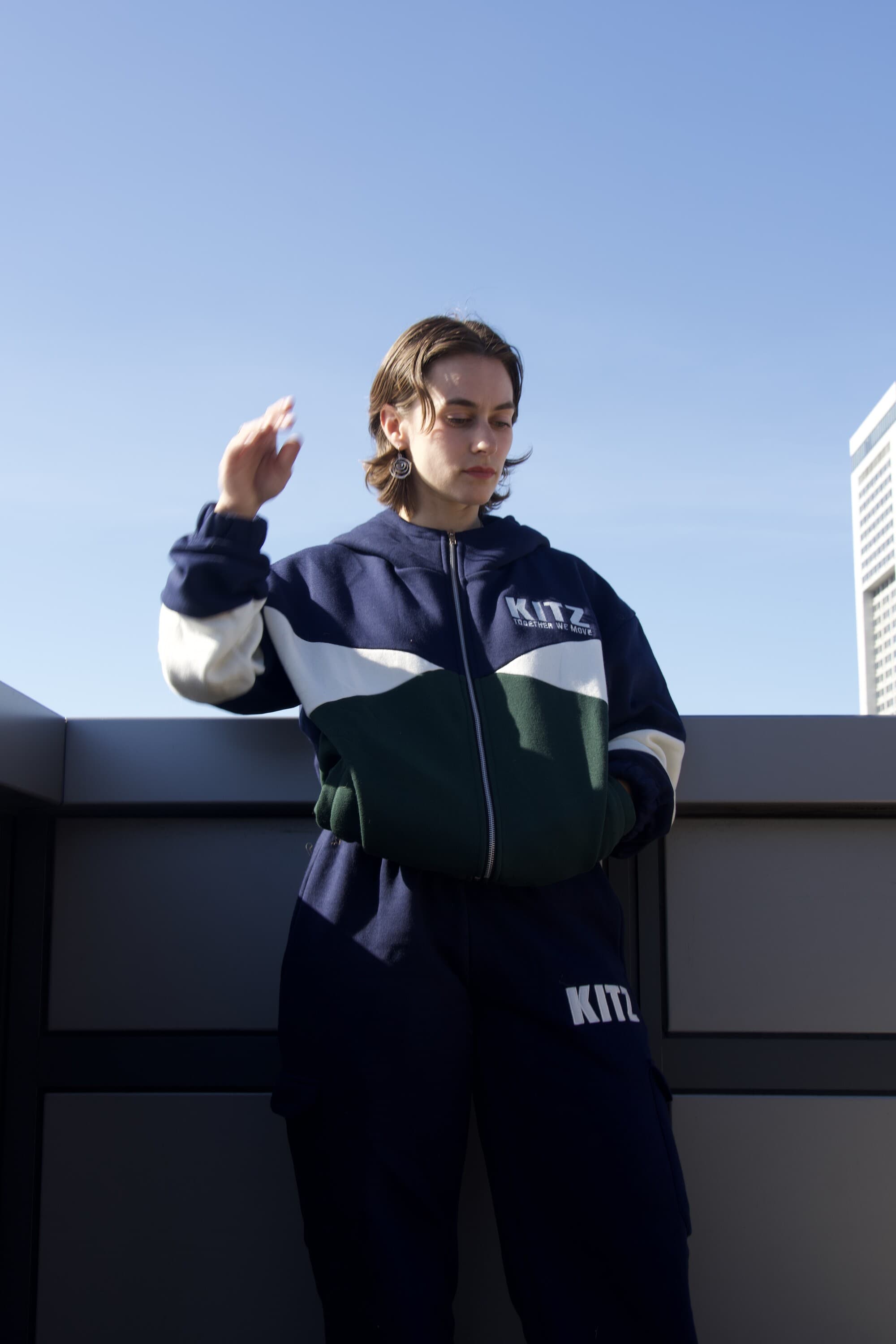 Panel Zip — Navy / Green / White